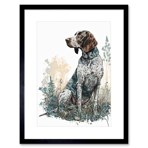 German pointer dog sitting - dog, in